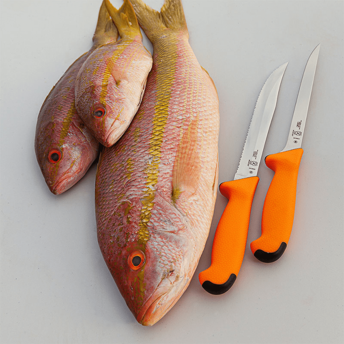 Mercer Sport Steel Knife, 8" Utility Slicer, Tiger Edge, Orange