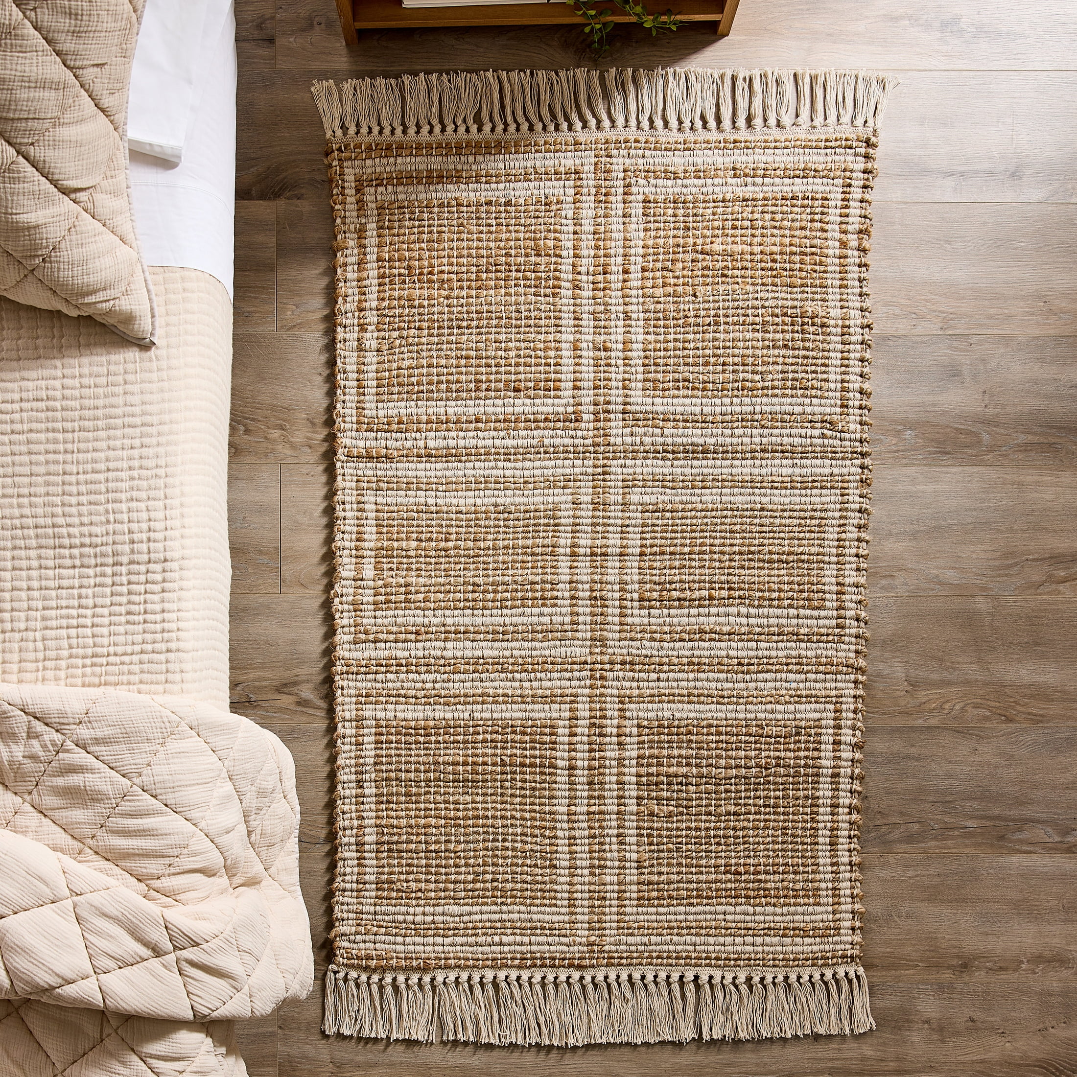 Better Homes & Gardens Interlocking Jute Accent Rug, Ivory & Natural, 24 in x 36 in
