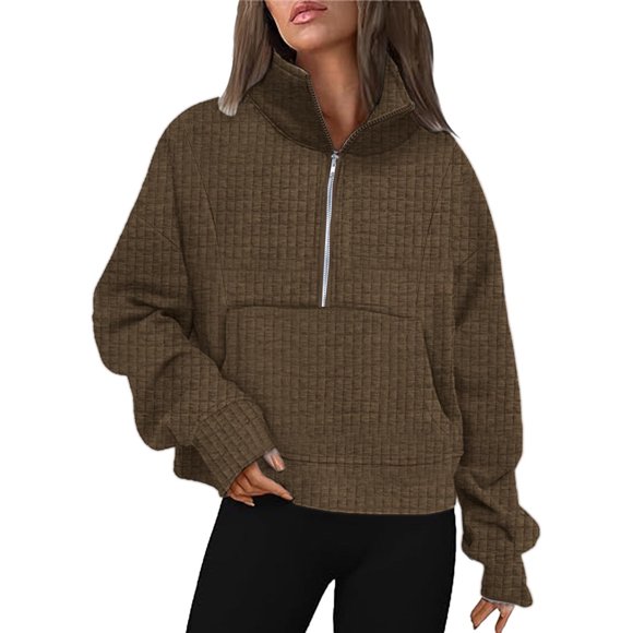 Wyzesi Crew Neck Sweatshirts Long Women's Sweatshirt Half Zip Short Pullover Quarter Zip Hoodie Autumn Clothing Dress Clothes Womens Sweatshirts Shirt Jacketchristmas Sweatshirts for Family Of