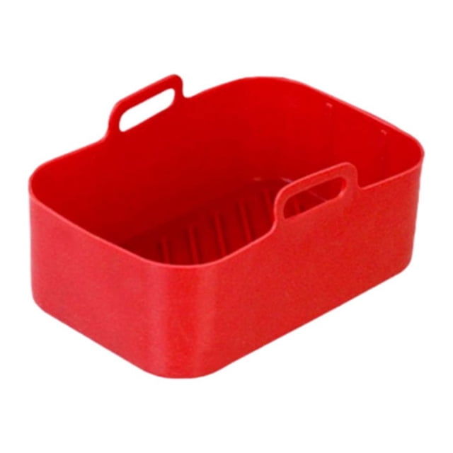 Bewildely Bandeja de silicona para freidora de aire, resistente al calor, doble cesta, para el hogar, comedor, panadería, revestimiento para Herramientas y accesorios para hornear Rojo