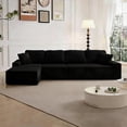 thumbnail image 2 of Sonovafurn Corduroy L-Shaped Sectional Sofa, Boneless Cloud Couch with Memory Foam & Pocket Springs, No Assembly Required Modular Chaise Sofa, Black, 2 of 9