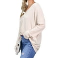 thumbnail image 3 of Doublju Women's Button Placket Long Sleeve Waffle Henley Top (S-3X), 3 of 4