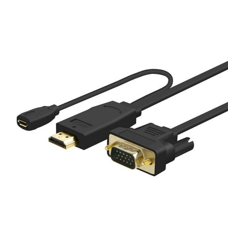 Hdmi Male Monitor Cable - HDMI to VGA , CableCreation 10FT HDMI Male to VGA Male adapter Cable, Support 1080P ,for HDTVs, monitors, displayers, Laptop Desktop Computer, Black