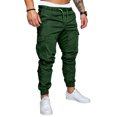 thumbnail image 4 of FOCUSNORM Men Solid Color Cargo Trousers, Loose Fit Drawstring Waist Long Pants, 4 of 10