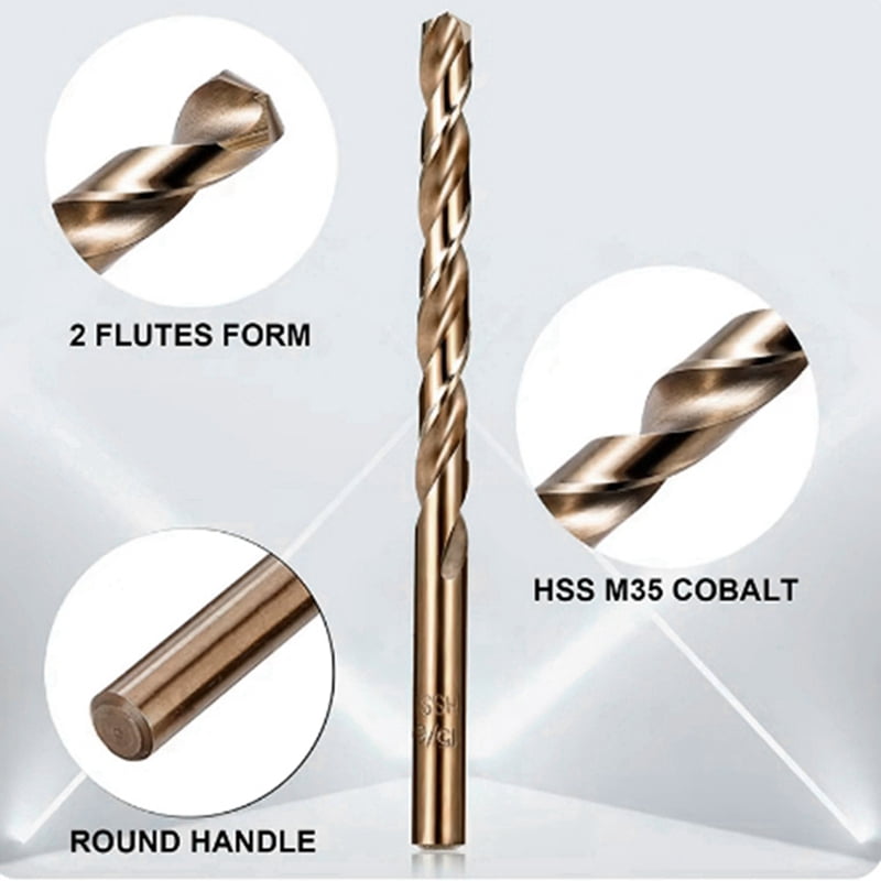 Cobalt Drill Bits Set M35 High Speed Steel Twist Jobber Length for Hardened Metal, Stainless Steel, Cast Iron (26Pcs)