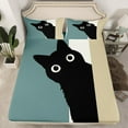 thumbnail image 2 of Manfei Cute Cat Queen Sheet Sets,Pet Animal Flat Sheet,Black Kitten Queen Fitted Sheet For Boys Girls,Ultra Soft Room Decoration,4-Piece, 2 of 7
