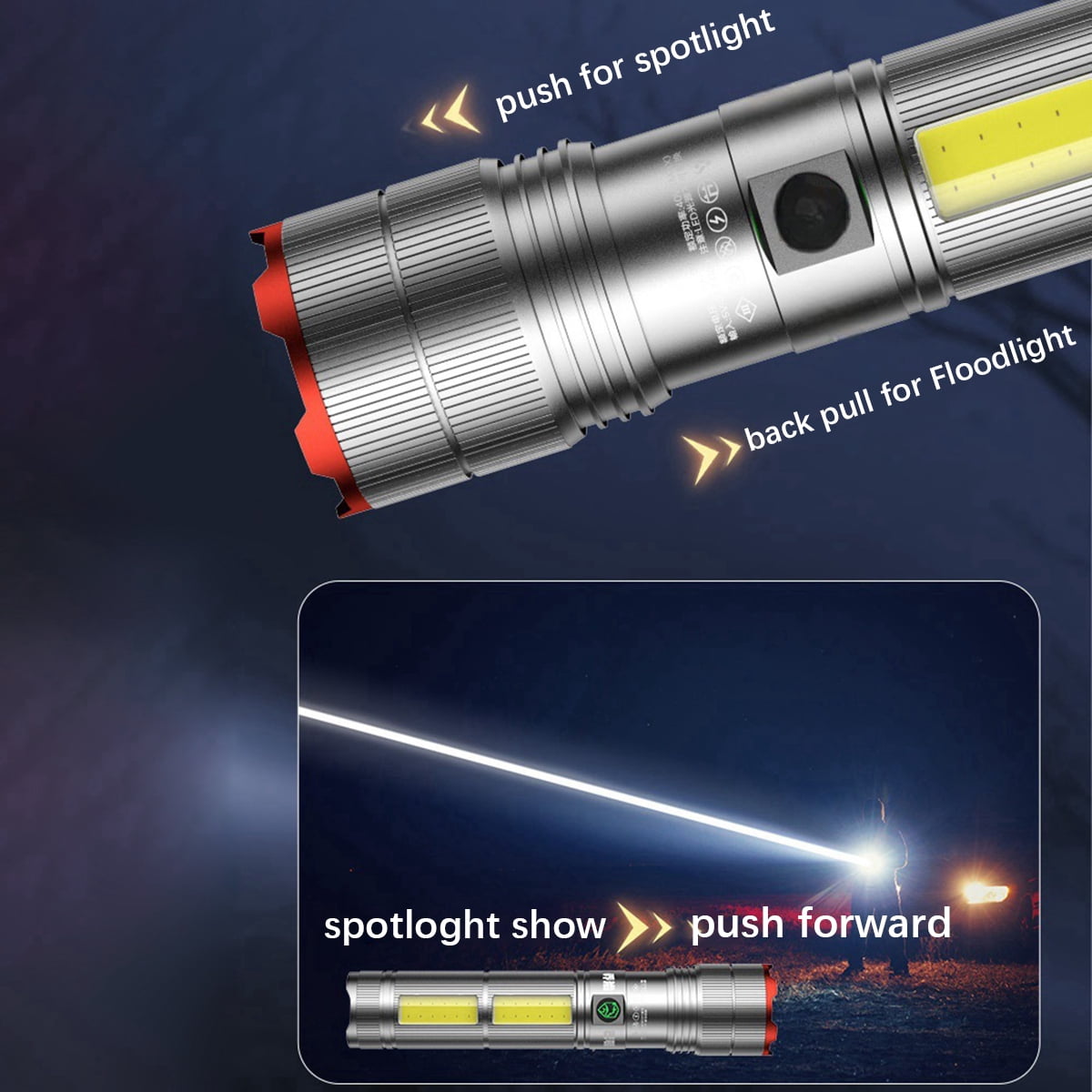 Byseng Rechargeable LED Flashlights, TG 9000 Lumens Zoomable Super Bright Tactical Flashlight