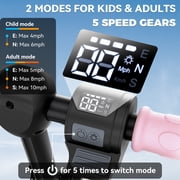 TOKTOO Kids Electric Scooter, 250W Motor, 4-Wheel, 5 Speed, Max Speed 10 MPH, 8.5 Miles Range, Colorful LED Lights, Foldable Electric Scooter for Kids, Gift for Boys Girls, Pink