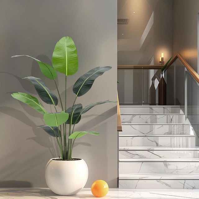 5ft (60 pulgadas) artificial bird of paradise plant - ideal indoor & outdoor moderno decor, faux plants home o oficina, perfect housewarming gift con 10 trunks y faux leaves (1 pack)