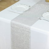 Efavormart 10"x108" Shiny Silver Crystal Rhinestone DIY Table Runner, Diamond Mesh Ribbon Bling ...