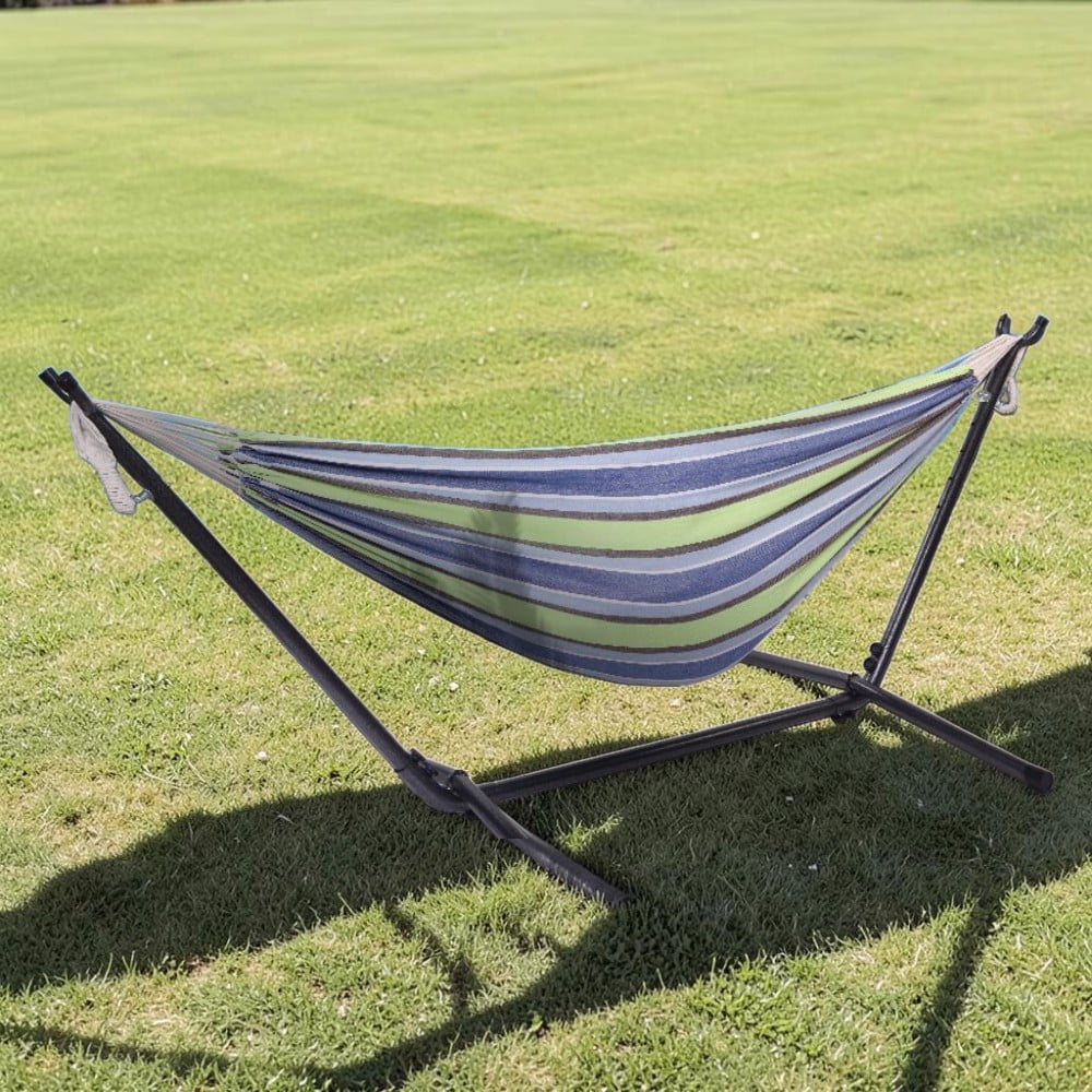 Tcbosik Hammock with Stand for Outside, Portable Space Saving Heavy-Duty Metal Stand for Indoor Outdoor Patio Yard, Easy Assembly, Green