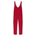 thumbnail image 7 of Overalls for Women Loose Fit Dressy Womens Corduroy Pants Jumpsuit Sleeveless Low Back Adjustable Strap Long Rompers, Red, S, 7 of 7