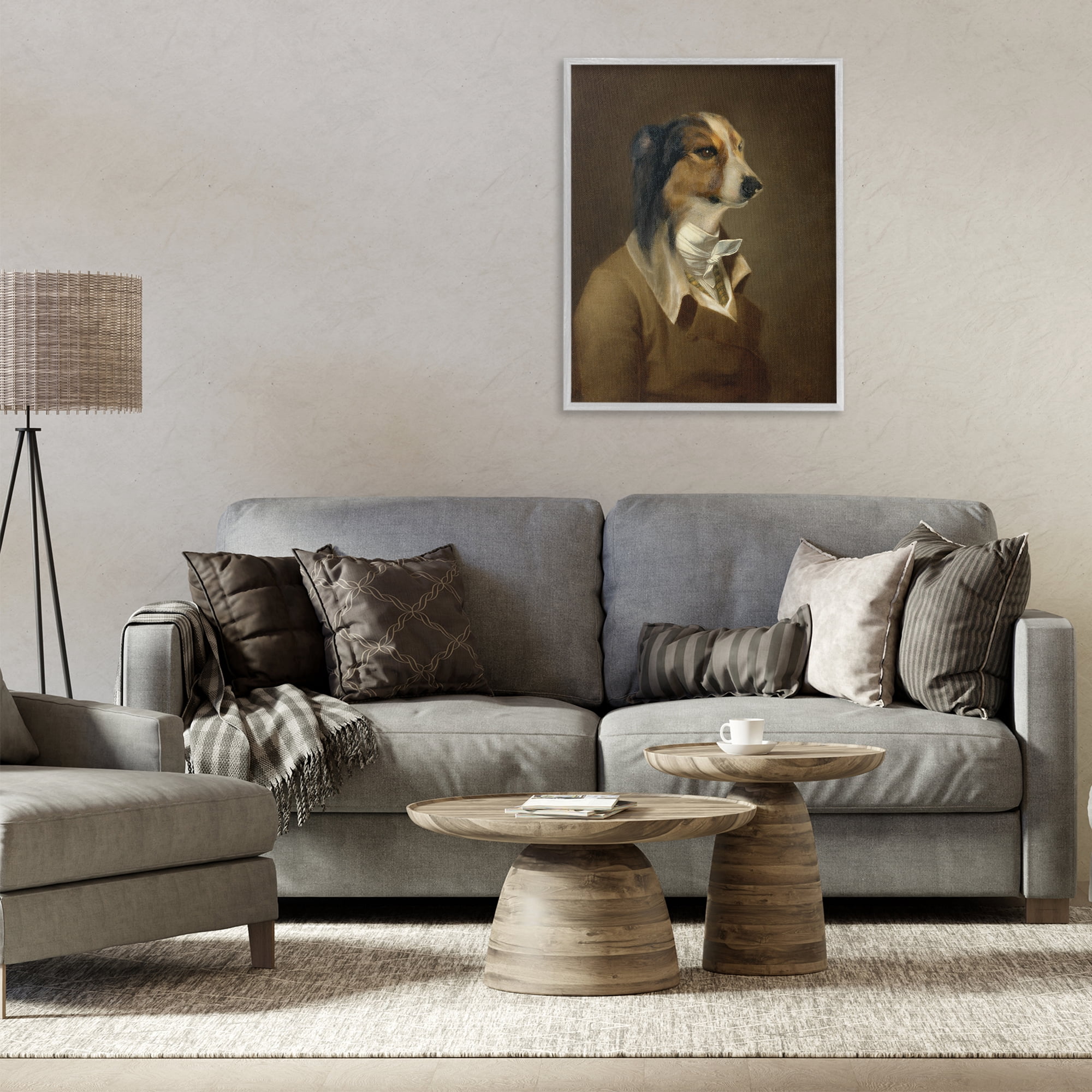 Stupell Industries Classic Attire Dog Portrait Animals & Insects Painting Gray Framed Art Print Wall Art, 24 x 30