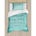 thumbnail image 3 of Mint Duvet Cover Set Queen Size, Brick Old Wall Background in Vibrant Tones Architecture Urban Building Artsy Picture, Decorative 3 Piece Bedding Set with 2 Pillow Shams, Turquoise, by Ambesonne, 3 of 3