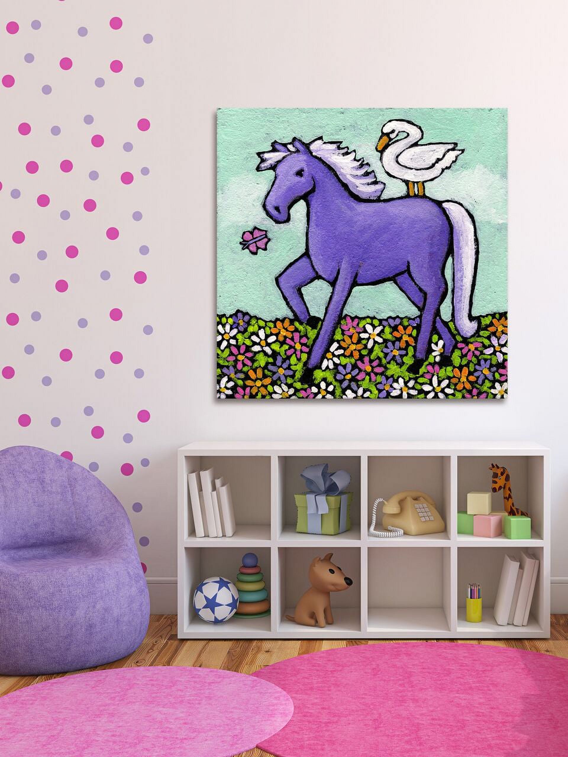 "Swan Riding a Horse" Painting Print on Wrapped Canvas