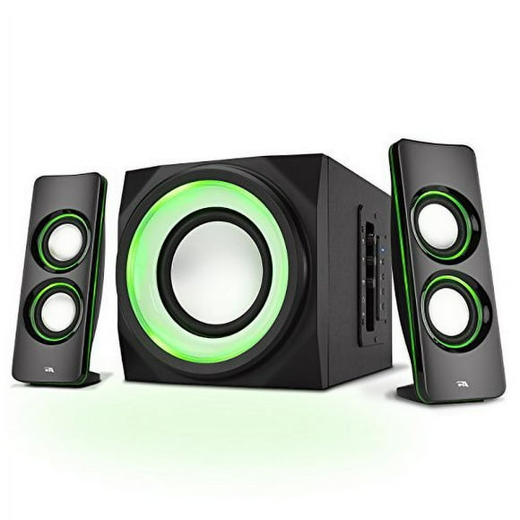 Cyber Acoustics CA-SP34BT 3pc 32W (total) Bluetooth 2.1 Channel Speaker System with Subwoofer and LED Lighting Effects, Full Stereo Sound , Black