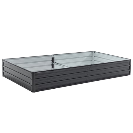 Black Galvanized Steel Raised Garden Bed, 8'x4'x1' Open-Bottom Outdoor Planter