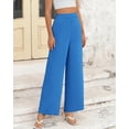 thumbnail image 2 of Pantalones de pierna ancha BTFBM para mujer, elásticos, cintura alta, color azul Palazzo, 2 of 9