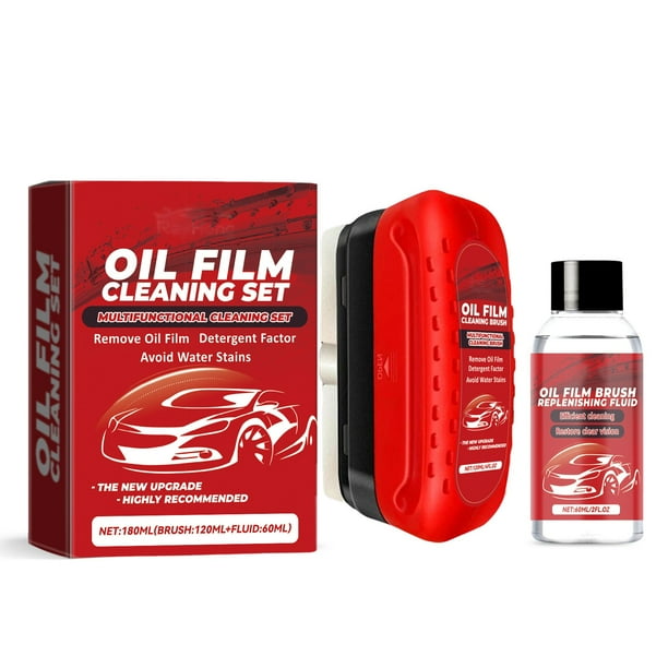 Car Glass Oil Film Cleaner - Car Windshield Oil Film Cleaner, Car Oil Film Cleaning Brush, Glass Oil Film Remover 120ml+60ml Refill buy 2 get 3