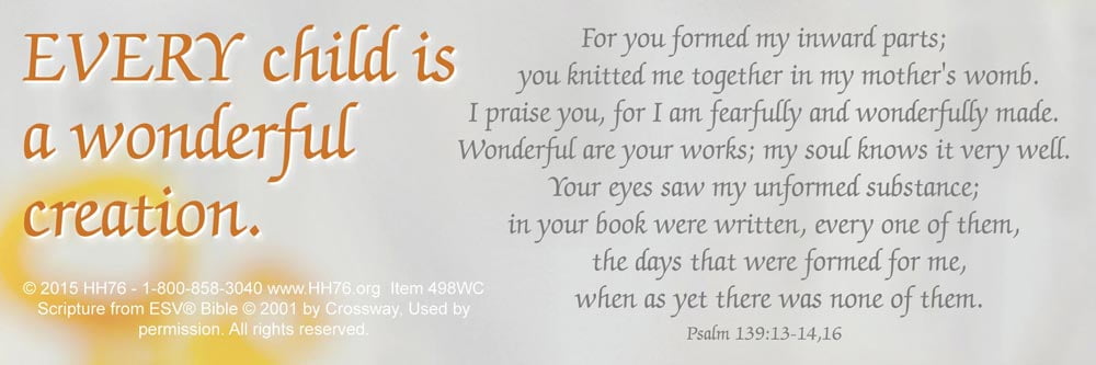 Every Child is a Wonderful Creation Pro-Life Bookmark (Pack of 100)