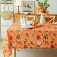 thumbnail image 5 of Thanksgiving Waterproof Tablecloth – Fall Harvest Pumpkins, Maple Leaves & Berries Print – Autumn Rectangle Table Cover for Dining or Party, Brown, W60 x L02 in, 5 of 6
