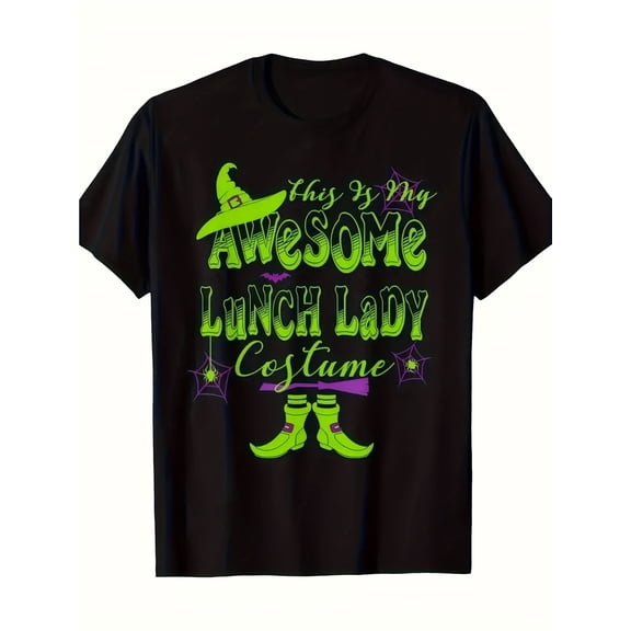 Awesome Lunch Lady Costume Hat Boots Graphic Halloween Funny Novelty Gift Cotton Men's Women's Tee Shirt