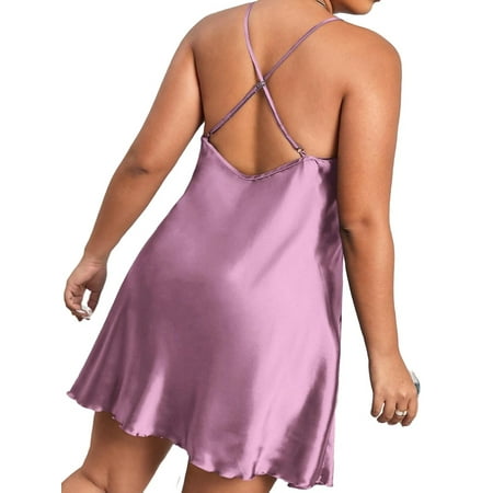 

Sexy Cami Strap Slip Dress Sleeveless Mauve Purple Plus Size Nightgowns & Sleepshirts (Women s)