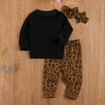 thumbnail image 2 of Bmnmsl Baby Sets Long Sleeve Round Neck Letter Pullover Leopard Trousers Headband, 2 of 5
