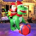 thumbnail image 1 of Dinosaurio Navideño Inflable XIANKE 1.5 m con Luces LED de Santa, 1 of 7