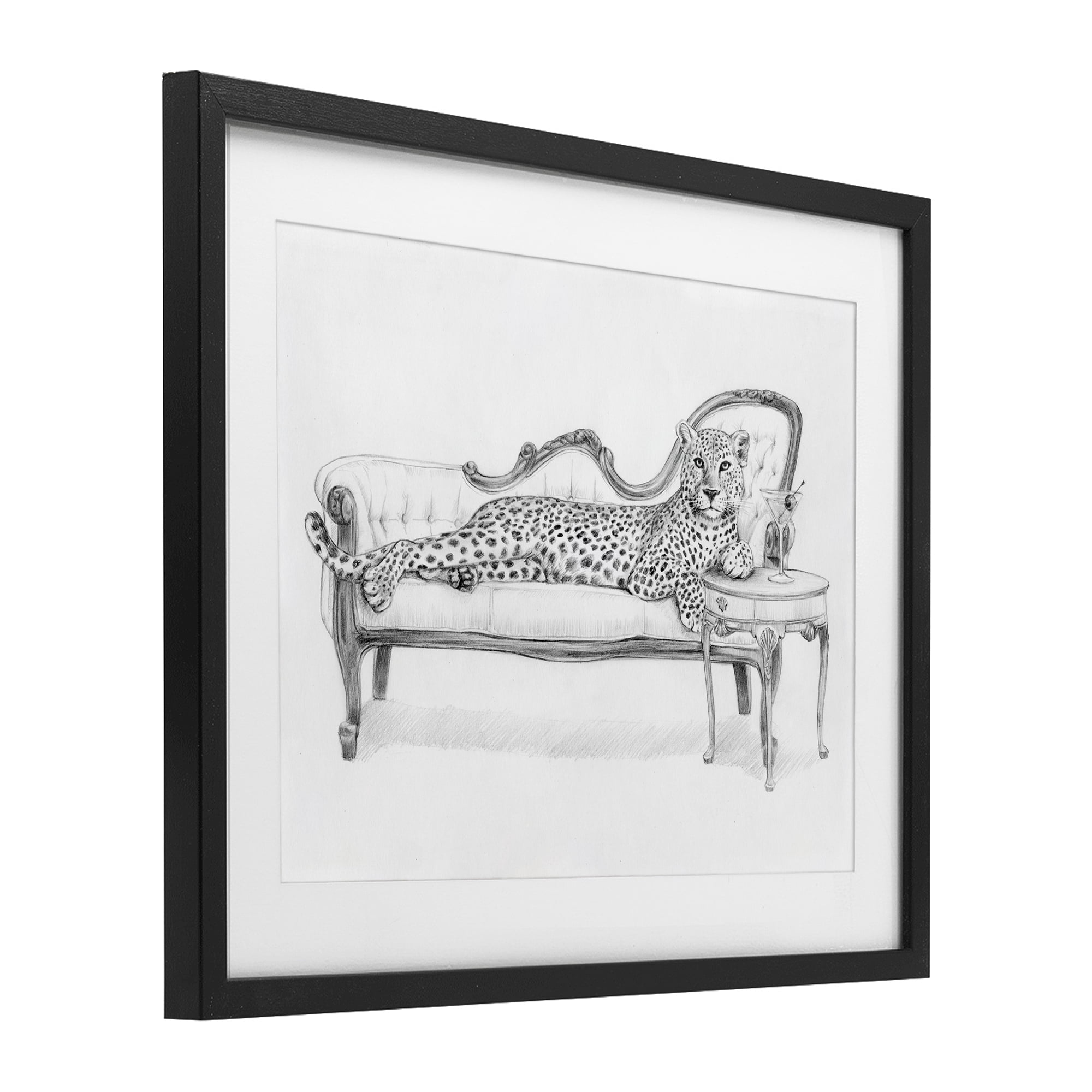 Stupell Industries Lounging Beast Cheetah Black Framed Print Under Glass, design by Victoria Barnes