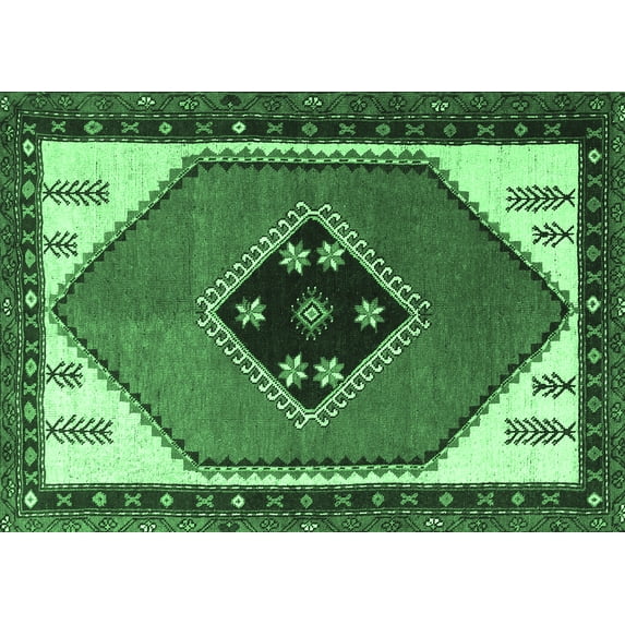 Ahgly Company Indoor Rectangle Persian Emerald Green Traditional Area Rugs, 2' x 3'