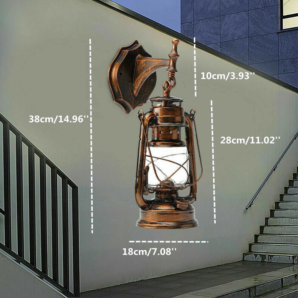 E27 Vintage Lantern Rustic Wall Light Retro Lamp Outdoor Porch Sconce Fixture Decor