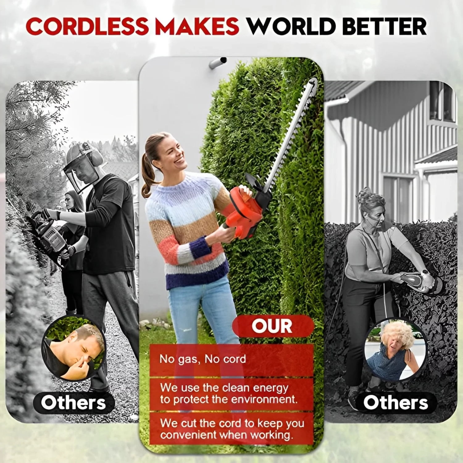 21V Cordless Hedge Trimmer with 22" Dual Blades, 2 Batteries & Charger Included, Lightweight & Compact with Splash Guard, Safety Switch for Yard, Garden, Landscaping