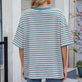 thumbnail image 4 of BVOFAR T-Shirts Rayés Oversize pour Femmes Été Décontracté Color Block Tendance Manches Mi-Longues Col Rond Tunique Tops 2025, 4 of 8