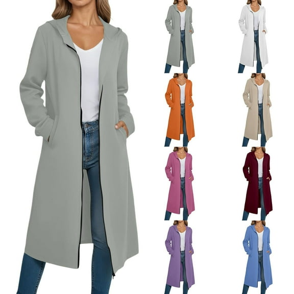 FRSASU Zip up Hoodies for Women Oversized Long Pullover Hooded Sweatshirts Solid Casual Long Sleeve Fall Jackets Coat with Pockets White