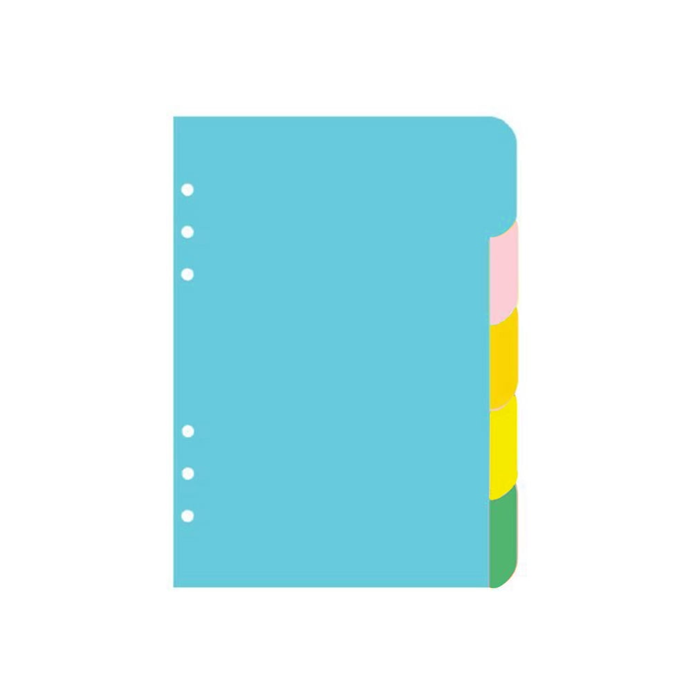 1 Set 5 Colors Tab Dividers A5 Index Classified Lables 6-Holes Colorful Filler Project Sorter Pages for Ring Binders Planner Notebook (A5)