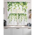 thumbnail image 2 of Spring Green Leaves Kitchen Curtains Sets 36 Inch Length with Valance, Pastoral Botanical Plants Vines Swag Valances and Tiers Curtain Set Drapes Swag Curtains for Living Room, Bathroom, Bedroom, 2 of 6