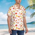 thumbnail image 5 of Xecao Cute Cartoon Mushrooms print Hawaiian shirt - a stylish short-sleeve button-down for men, perfect for casual beach and tropical outings., 5 of 9