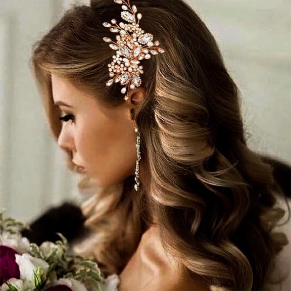 Crystal Bride Wedding Hair Comb Pearl Bridal Hair Piece Hair Accessories for Women and Girls (A Silver)