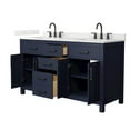 thumbnail image 2 of Beckett 60" Dark Blue Double Vanity & Giotto Quartz Top (3-Hole) & Black Trim, 2 of 5