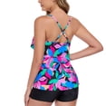 thumbnail image 6 of OCEAN BLUES Women's Plus Size Swimsuit Set V Neck Ruffle Tankini Top with High Waisted Boyshort Two Piece Bathing Suit Size 3XL, 6 of 8