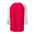 thumbnail image 4 of ylioge 3/4 Length Sleeve Womens Tops Casual Loose Y2k Color Contrast Stitching Crewneck Sweatshirts Pullover Top Blouses Shirts Fall, 4 of 4