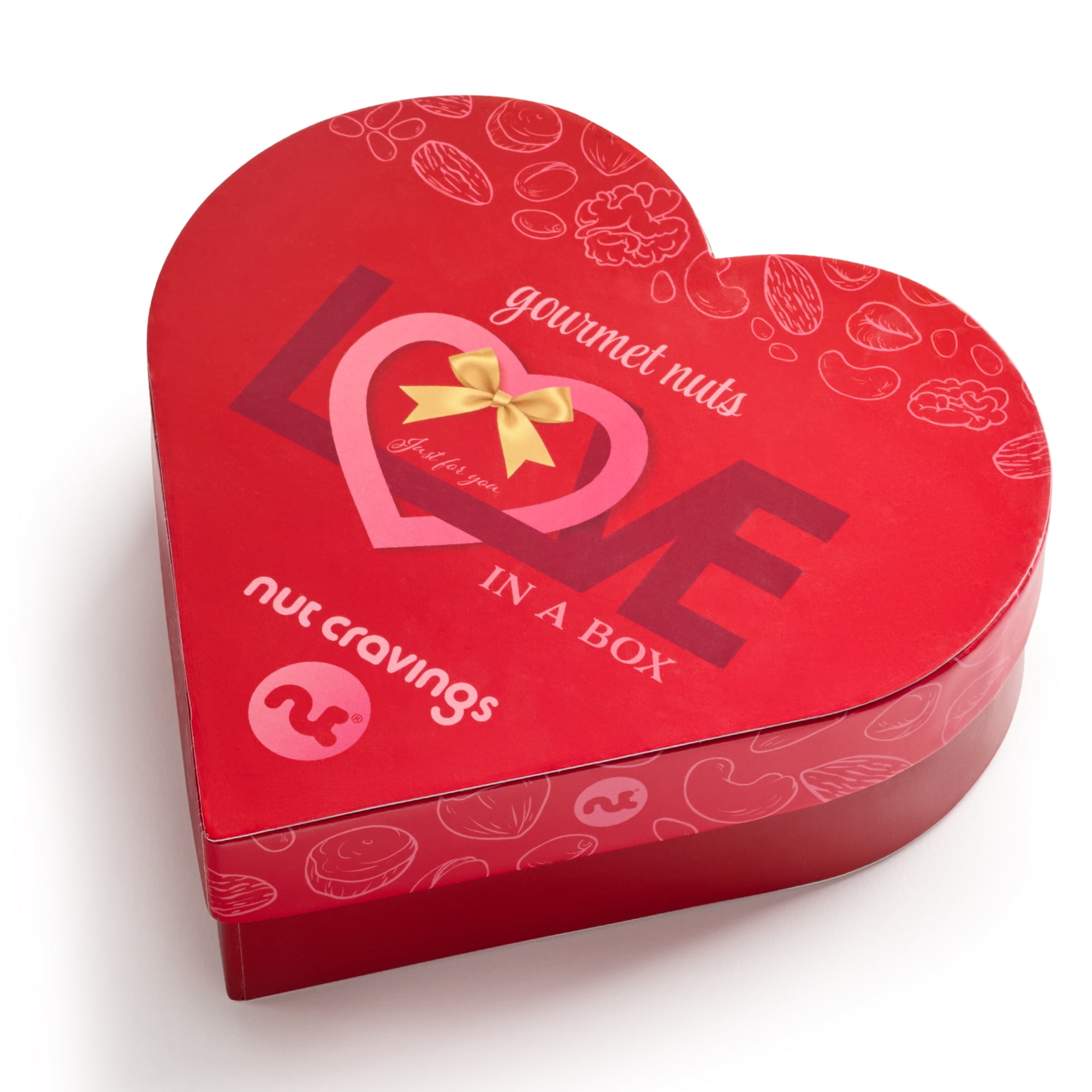 Nut Cravings Mixed Nuts Heart-Shaped Gift Basket, 4 Nut Assortments, Healthy Snack Care Gift