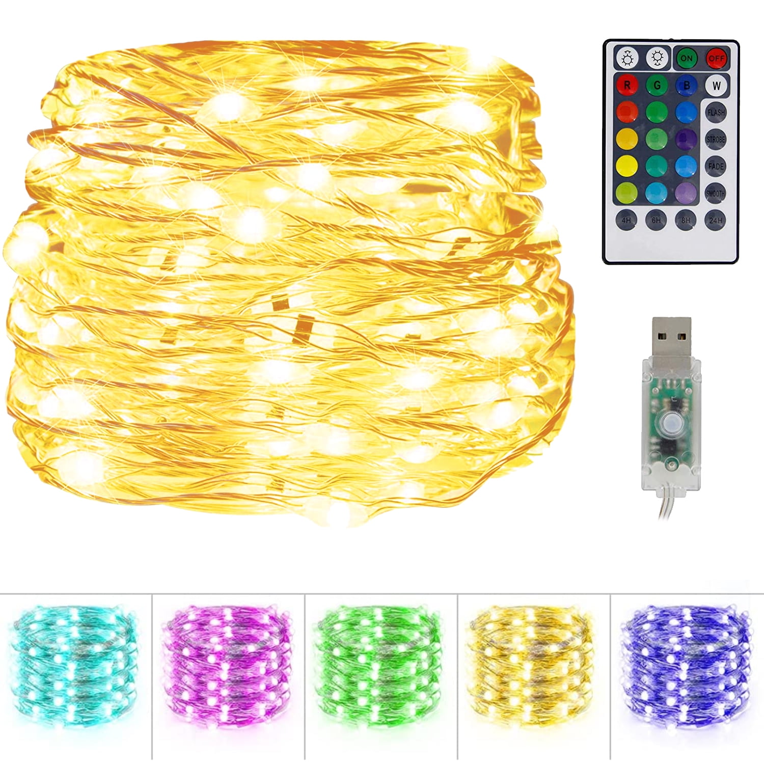 Remote 200 100 LED Battery String Fairy Lights Copper Wire XMAS Tree Cool White 