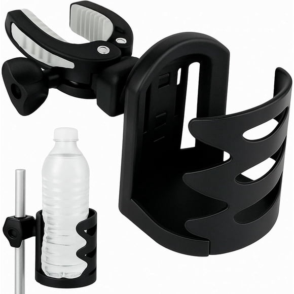 Cup Holder for Walker, Wheelchair, Accessories, Stroller, Adults, Bike, Boat, Desk, Mobility Scooter, Rollator, Electric Wheel Chair - Portable Adjustable Cupholder Attachment, Near Universal Fit