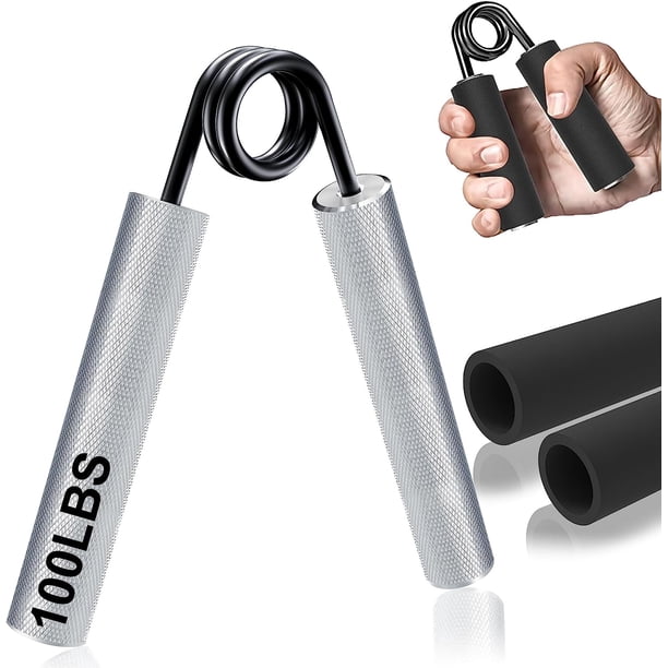 Entrenador de fuerza de agarre, empuñadura de metal de fitness de 100 libras, fortalecedor de empuñadura de mano resistente antideslizante, desarrollador de rehabilitación de muñeca y ejerci