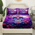 thumbnail image 3 of Manfei Abstract Floral Skull Twin Sheet Sets 3pcs for Female Men Women,Gothic Style Twin Fitted Sheet Microfiber,Chic Flowers Breathable Flat Sheet,Super Cozy Room Decor, 3 of 6