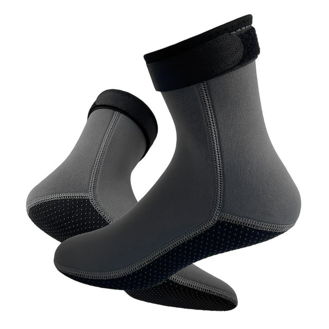 Calcetines de agua de neopreno de 3 mm antideslizantes para hombres y mujeres, calcetines de natación para hacer snorkel Gris