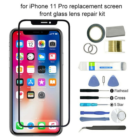 Replacement Phone Outer Front Glass Screen Panel Kit with Tools for iPhone 11