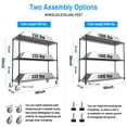 thumbnail image 3 of Furvclv Wire Shelving Unit, 3000lbs Capacity Heavy Duty 3-layer Adjustable Standing Storage Racks & Shelving With Wheels Kitchen Garage Commercial Shelving, 18"D x 48"L x 54"H, 3 of 9